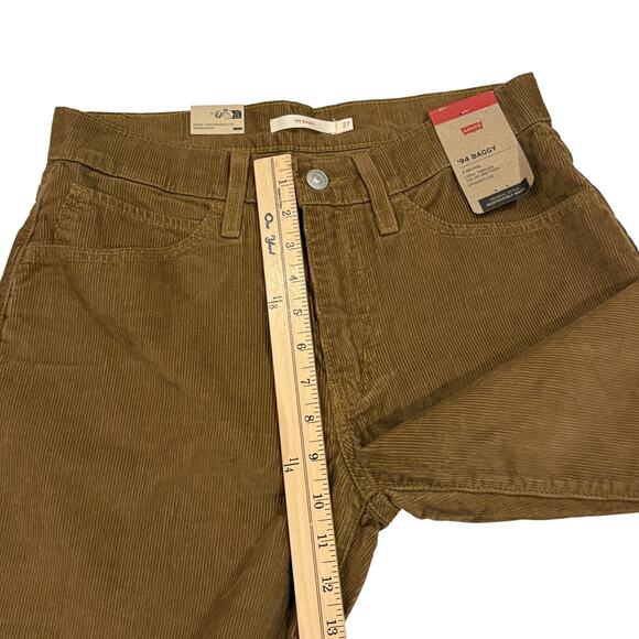 Levis 94 Baggy Pants Womens Sz 27 Tan Corduroy Straight Leg Mid Rise Hipster NWT - Picture 7 of 12